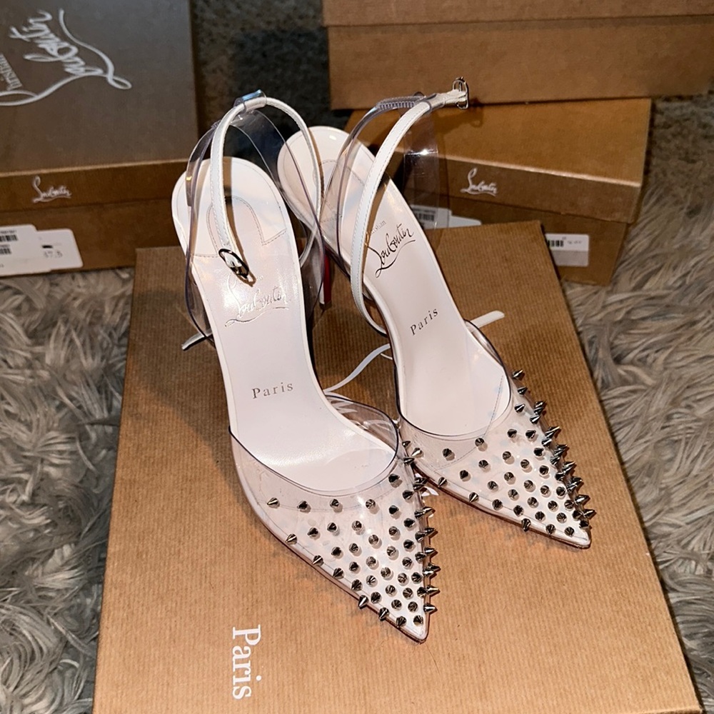 Christian Louboutin 38 (Size fits 37.5) Spikoo 100 - White